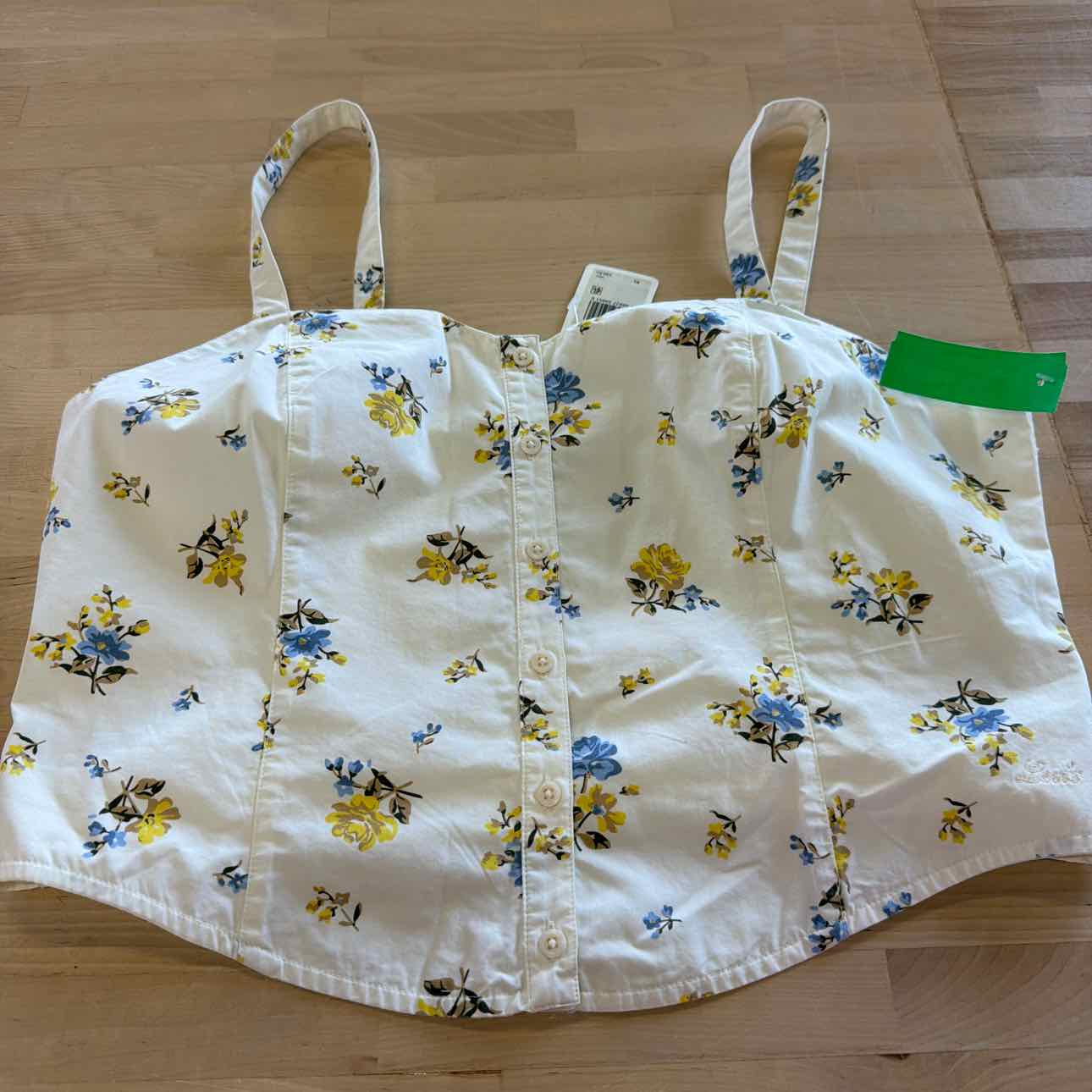 Levi's Size XL Cream Corset Style Floral Blue & Yellow Tank NWT