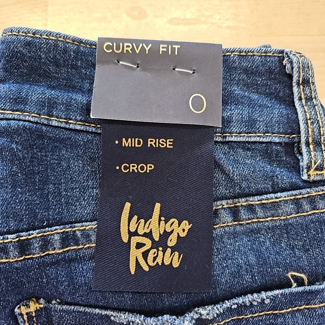 Indigo Rein Juniors' Mid-Rise Distress Curvy Jeans