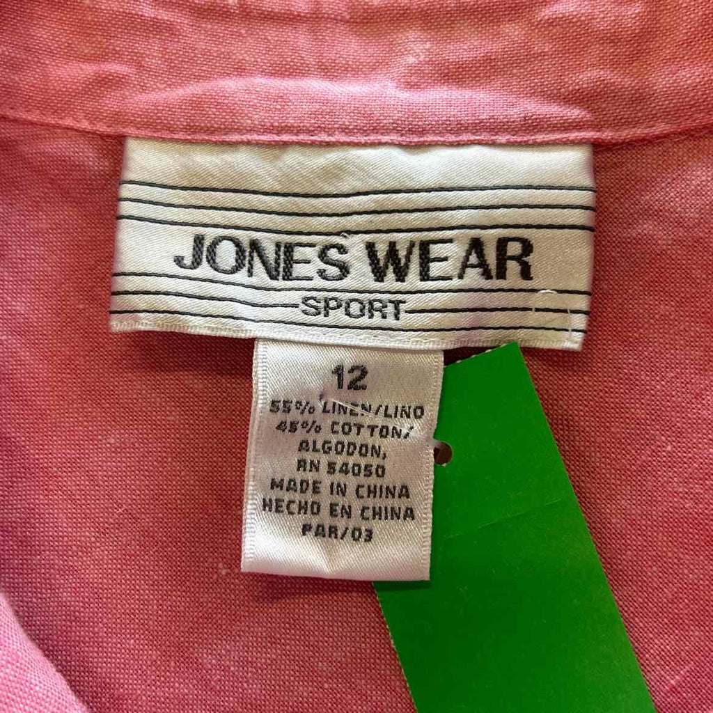 Jones Wear Size 12 Pink Preloved Button Down SS