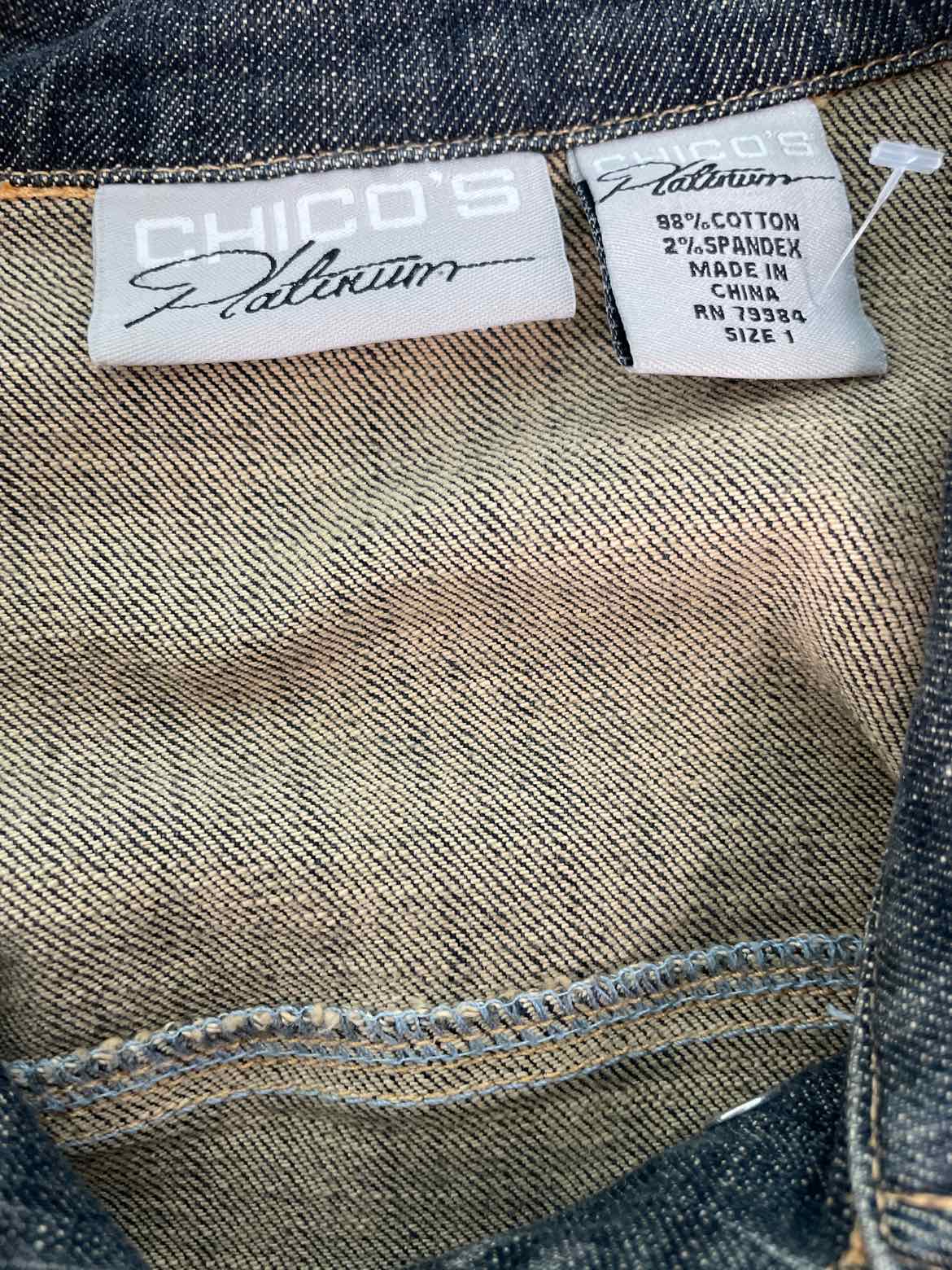 Chico's Size 1 Blue Denim Jacket