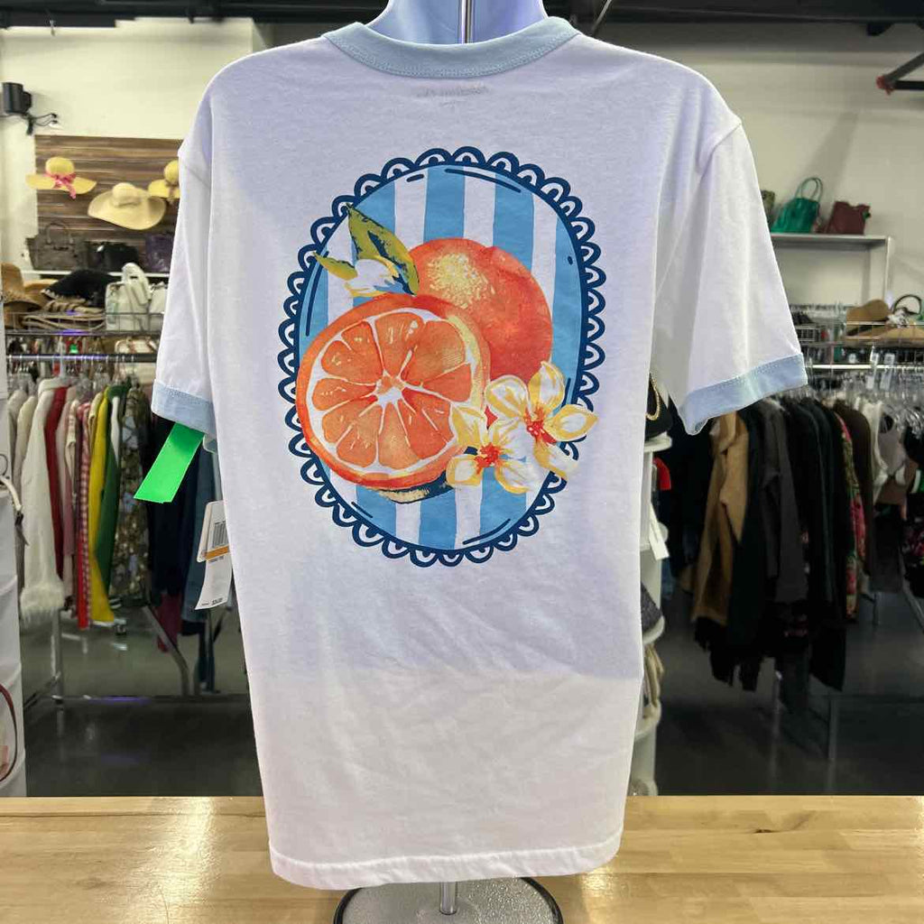 Rebellious One Juniors' Orange Graphic Short-Sleeve T-Shirt - White/Baby Blue