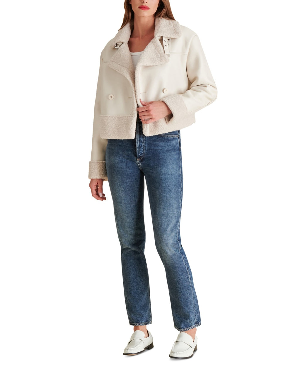Steve Madden Women's Athen Faux-Shearling Aviator Jacket
