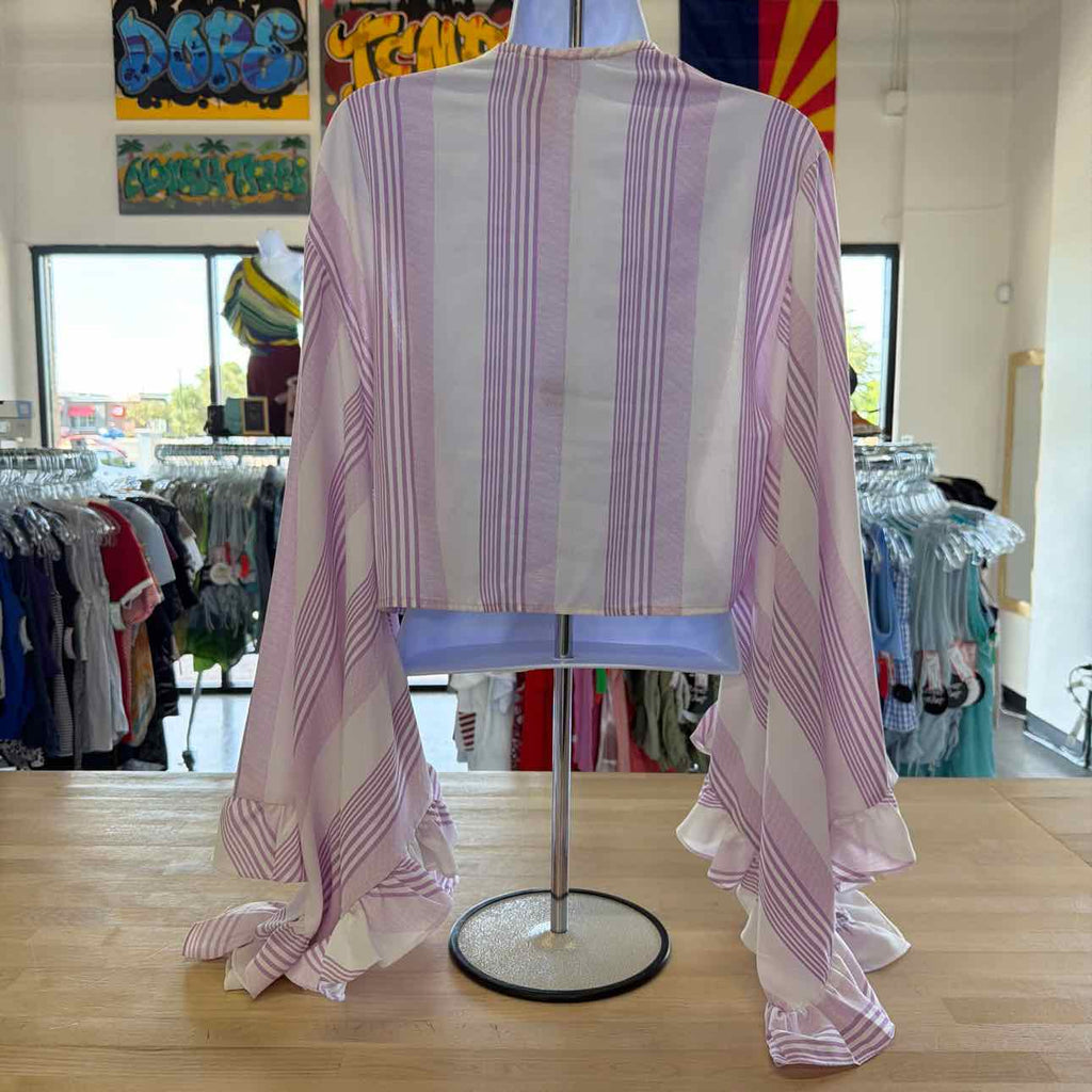 Hot & Delicious Size S White/Purple Preloved Blouse LS