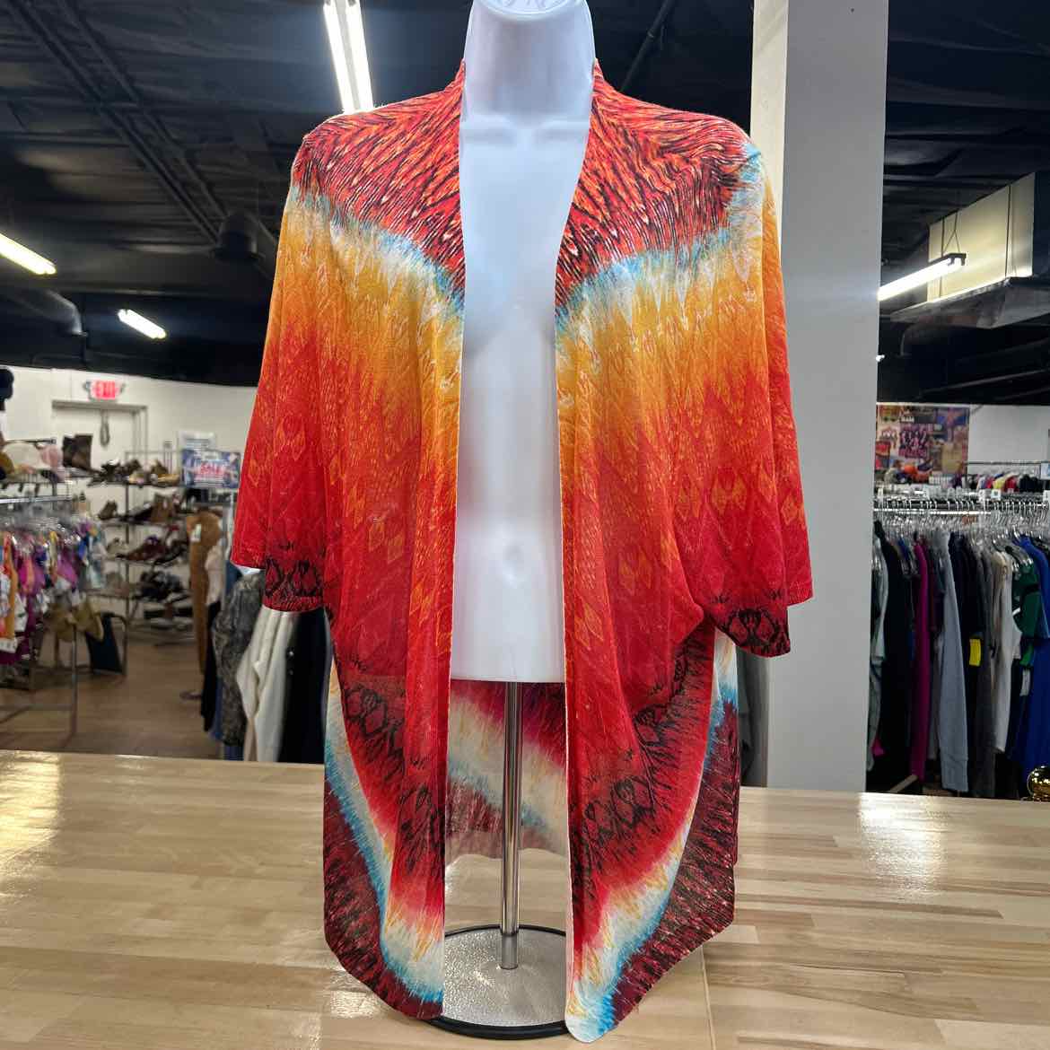 Chico's Size L Red/Orange Preloved Cardigan