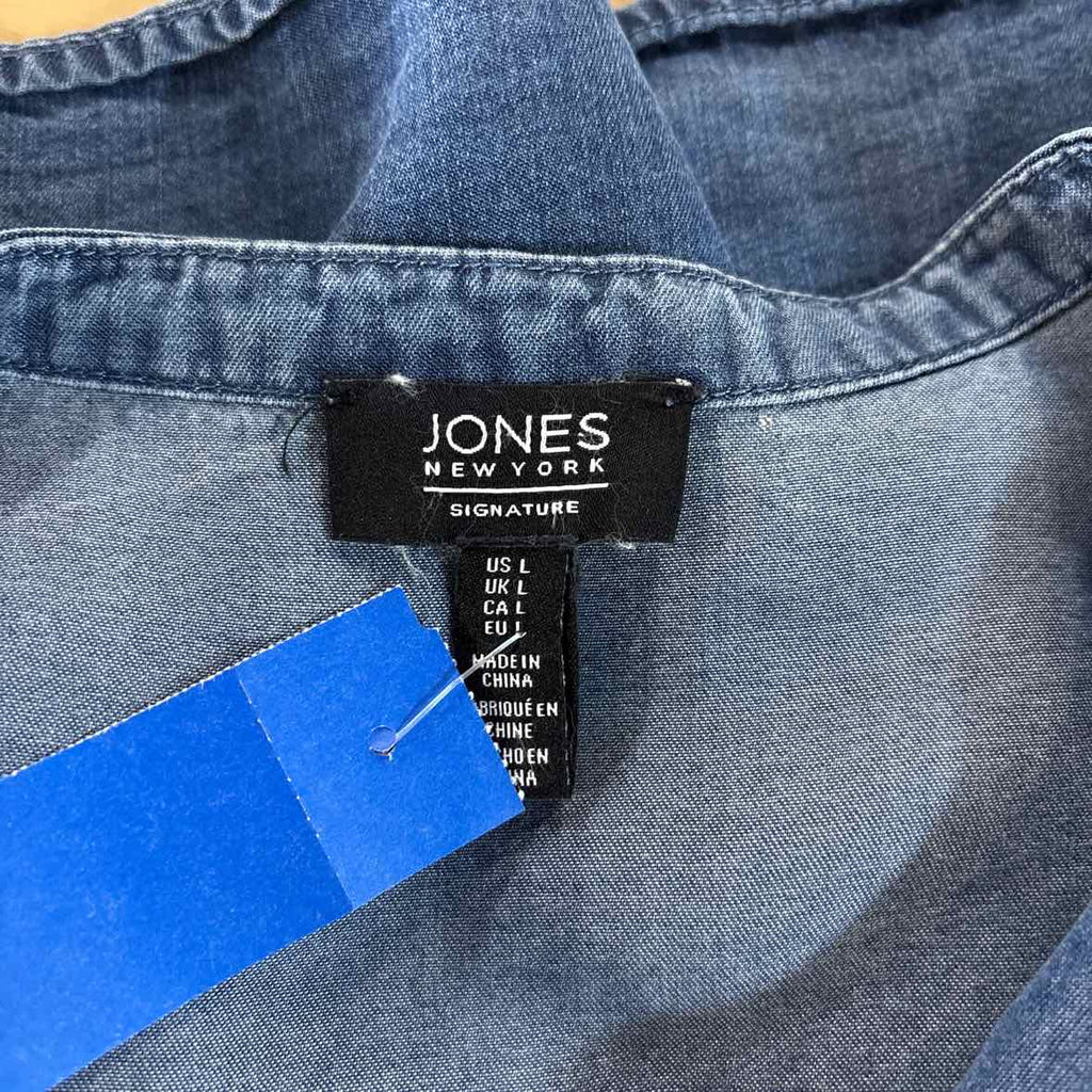 Jones New York Size L Blue Blouse LS