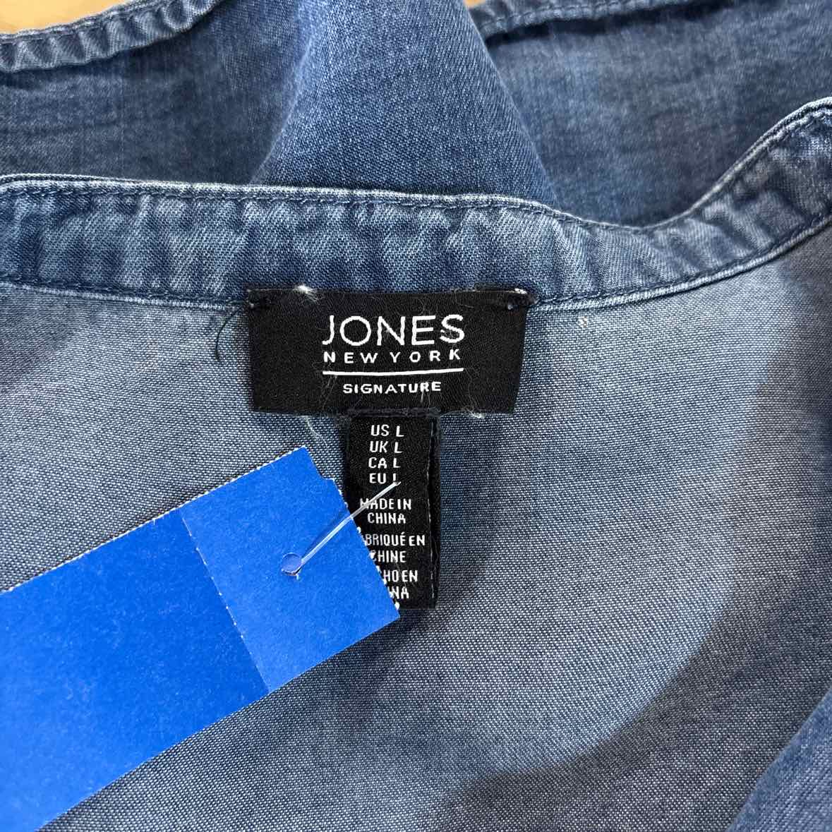 Jones New York Size L Blue Blouse LS