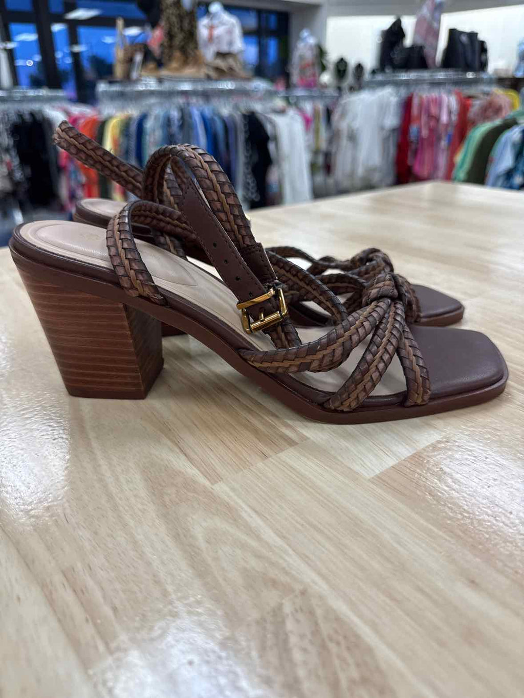 Giani Bernini Size 9 Renaee Block Heel Woven Strappy Dress Sandals