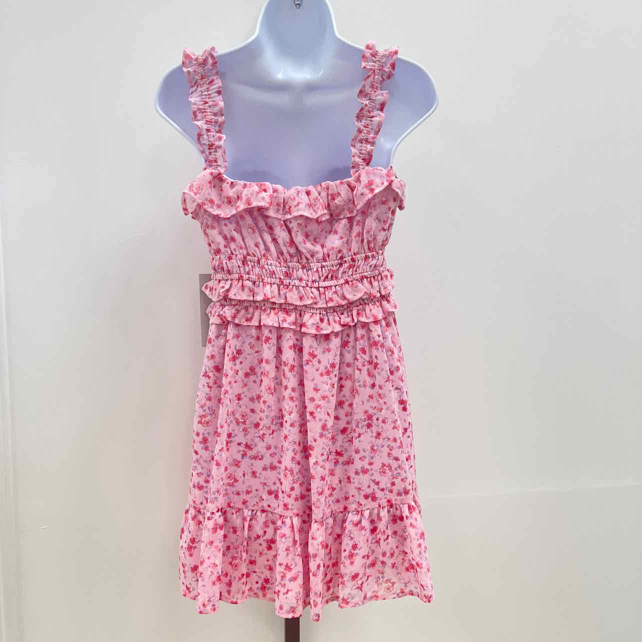 kingston grey Size M Square-Neck Ruffle-Strap Mini Dress - Tender Touch Ditsy