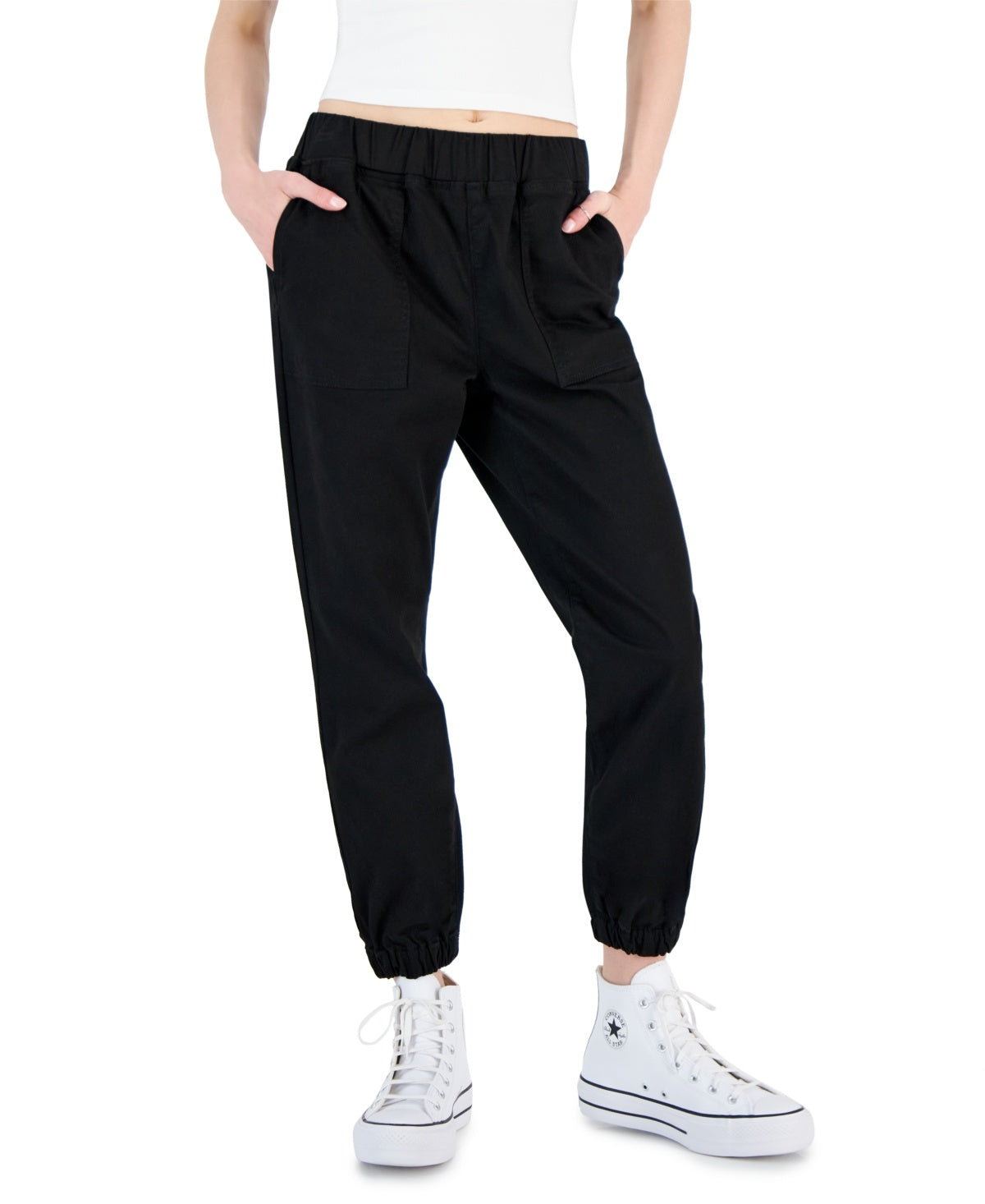 tinceltown Size M Black Pull-on Utility Jogger Pants NWT