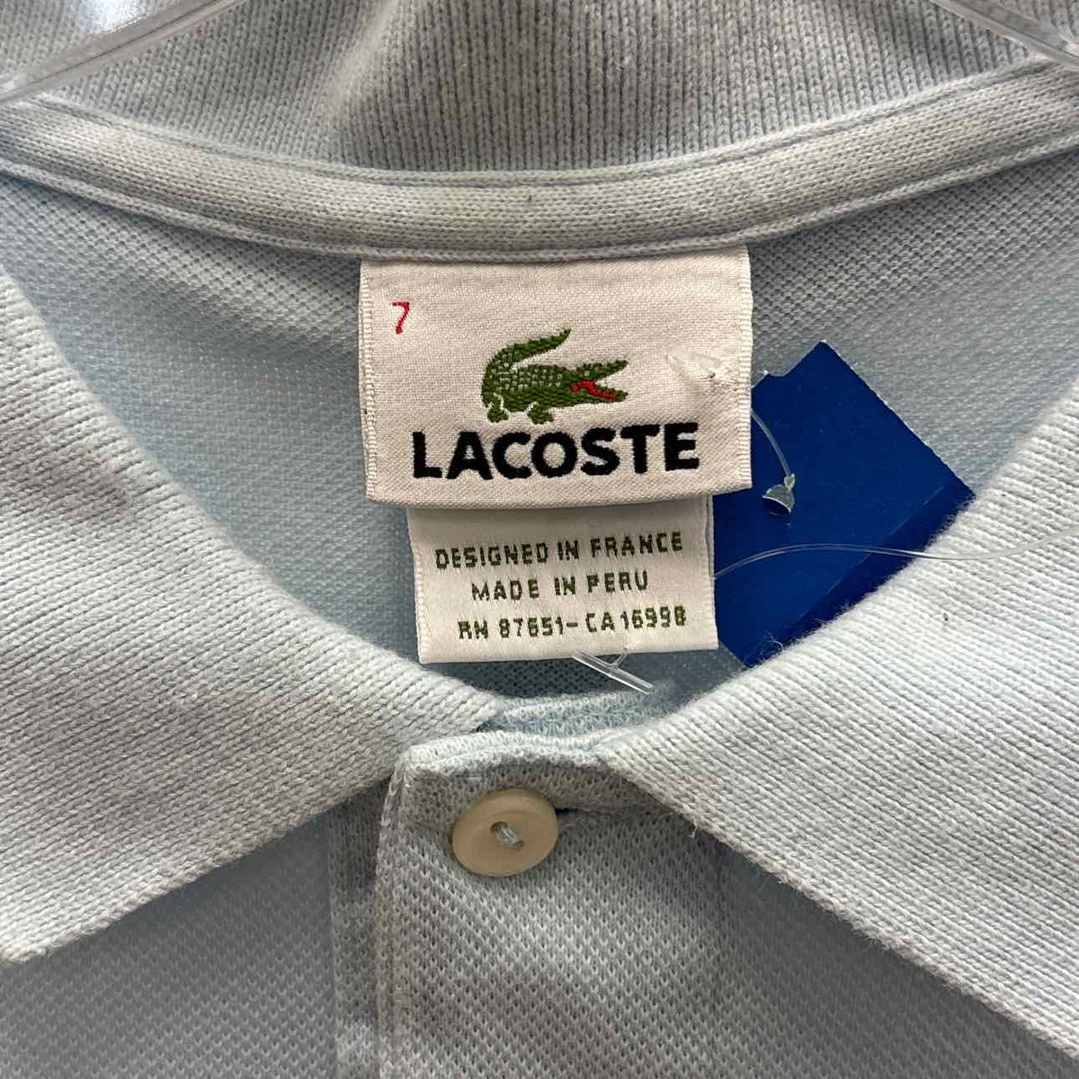 Lacoste Size L Men's Classic Pique 100% Cotton Short Sleeve Polo in Blue