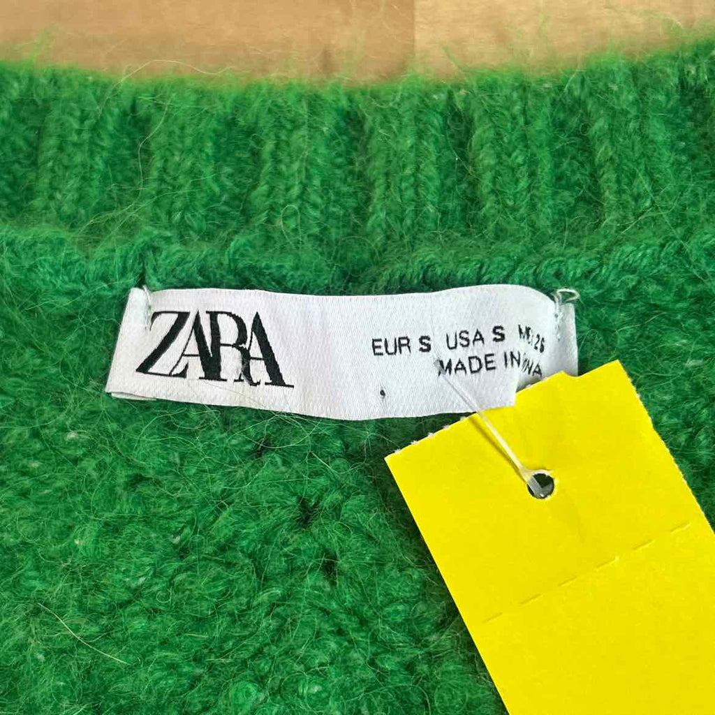 zara Size S Green Knit Preloved Sweater