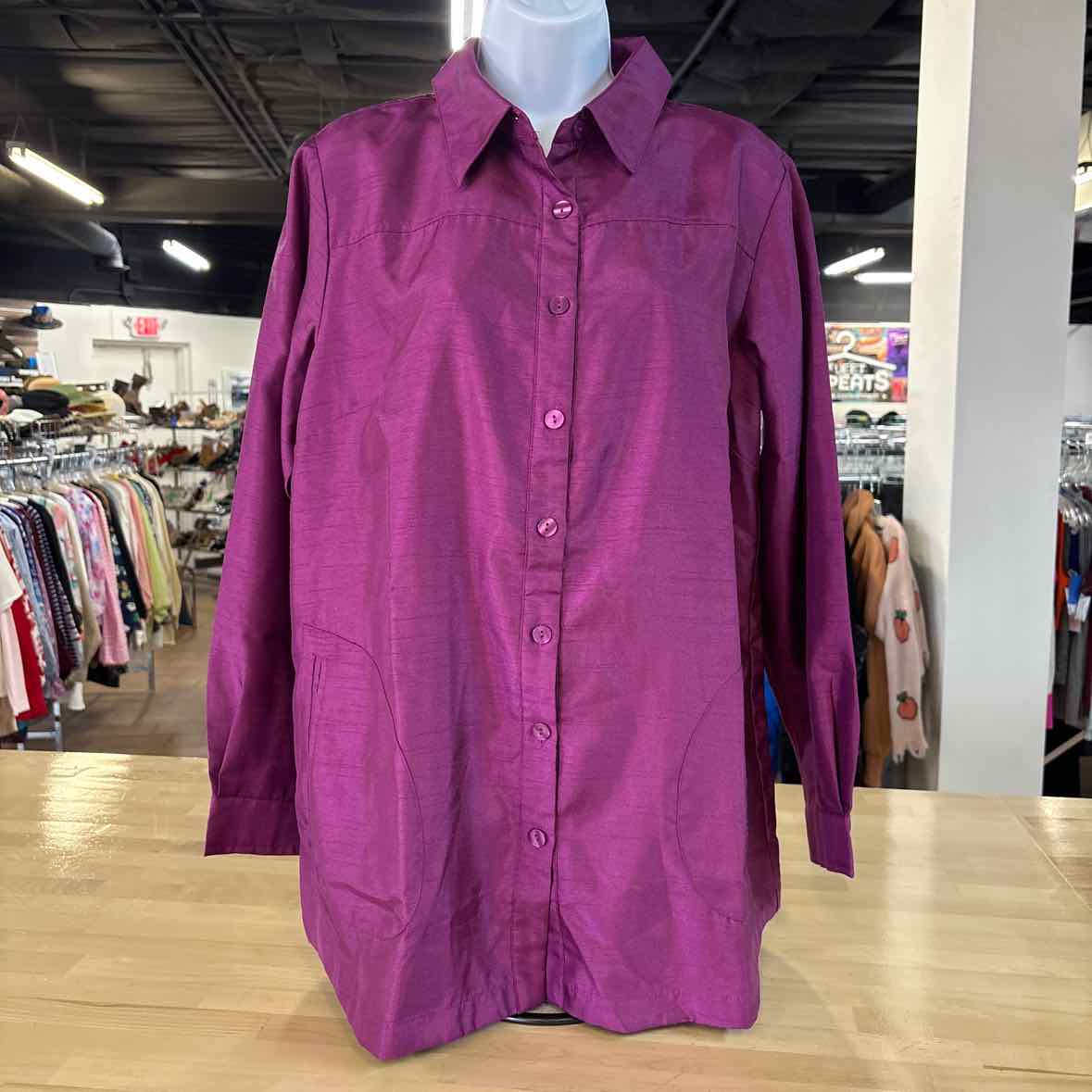 Joan Rivers Size M Raspberry Blouse LS