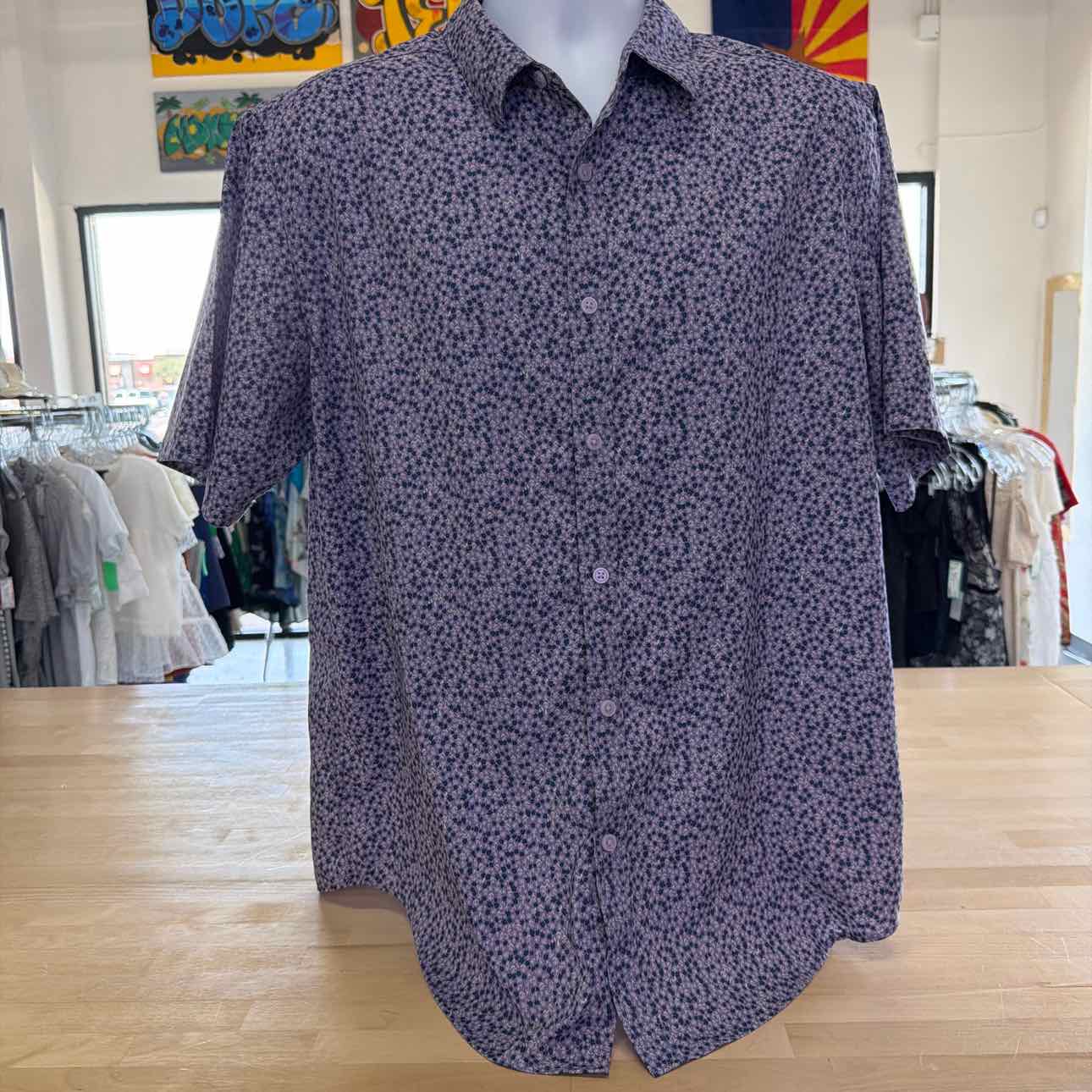 Mix&NY Size L Purple Preloved MENS Button Down Shirt