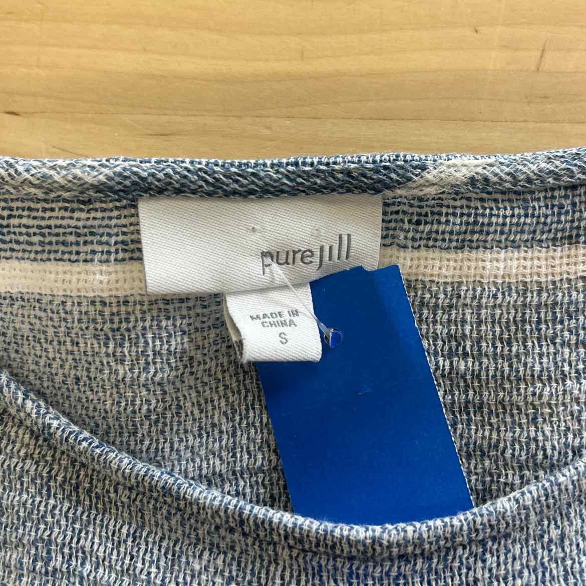 J Jill Size S Blue White Linen Preloved Blouse LS