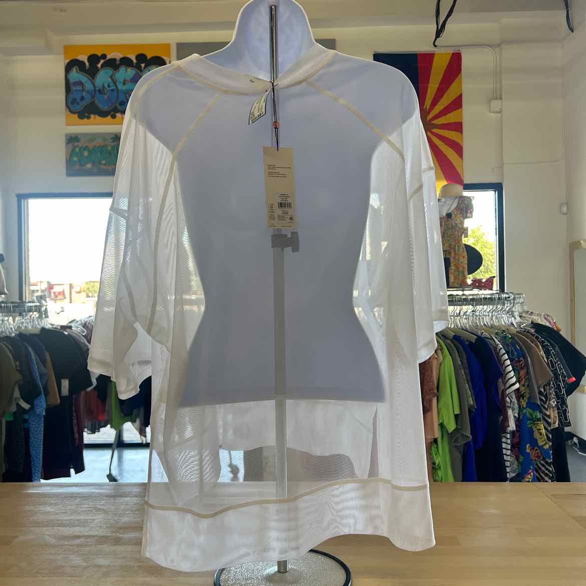 Calia Size M White Sheer New T-Shirt SS