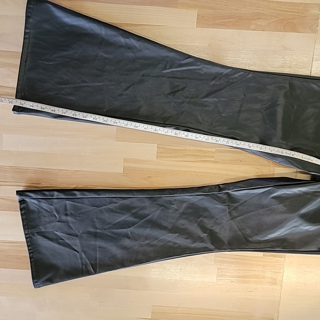 dollhouse Size 1/2 Black Faux Leather Hi Rise Flare Jeans