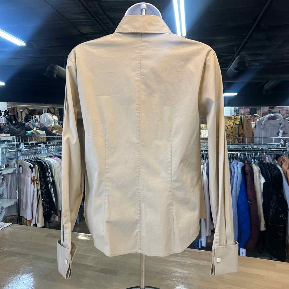 Talbots Size 8 Tan Preloved Button Down LS