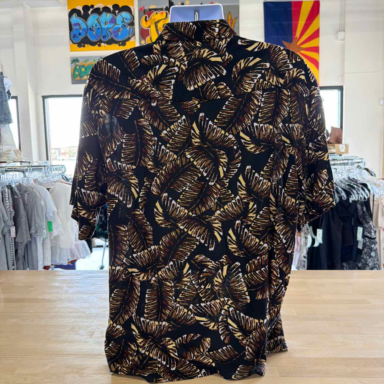 puritan Size L Black Beige Preloved MENS Button Down Shirt