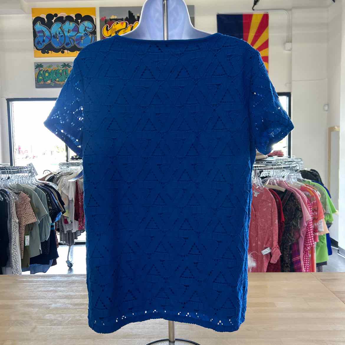 Marc New York Size L Blue Preloved Blouse SS