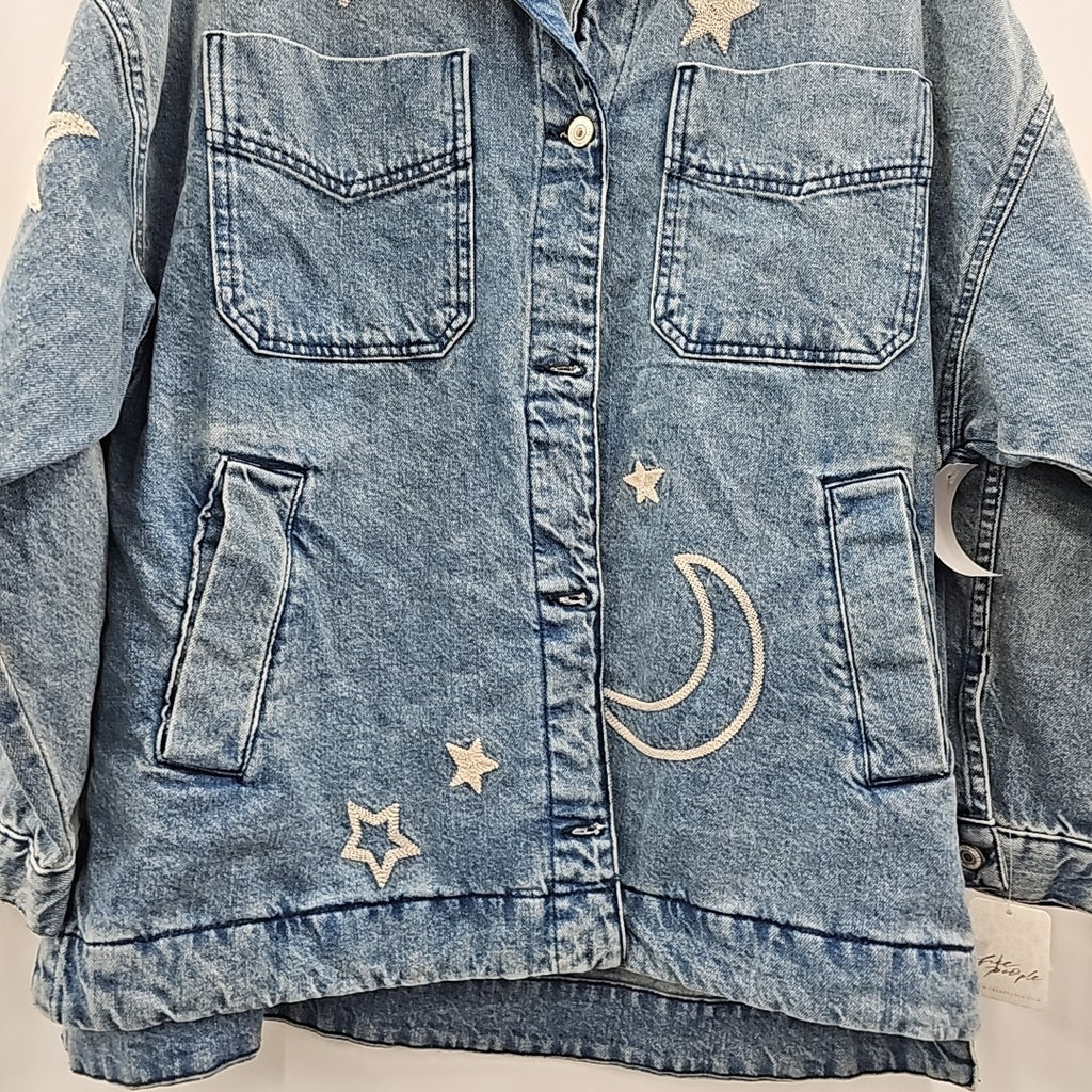 Free People Women's Madison Embroidered Denim Shirt Jacket