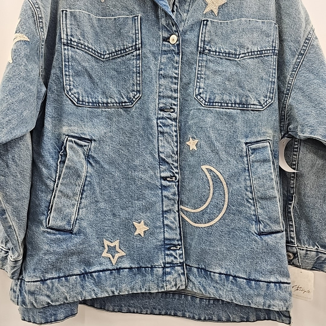 Free People Women's Madison Embroidered Denim Shirt Jacket