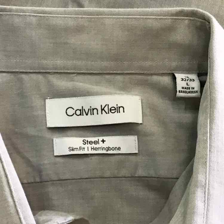 Calvin Klein Size L Gray New MENS Button Down Shirt