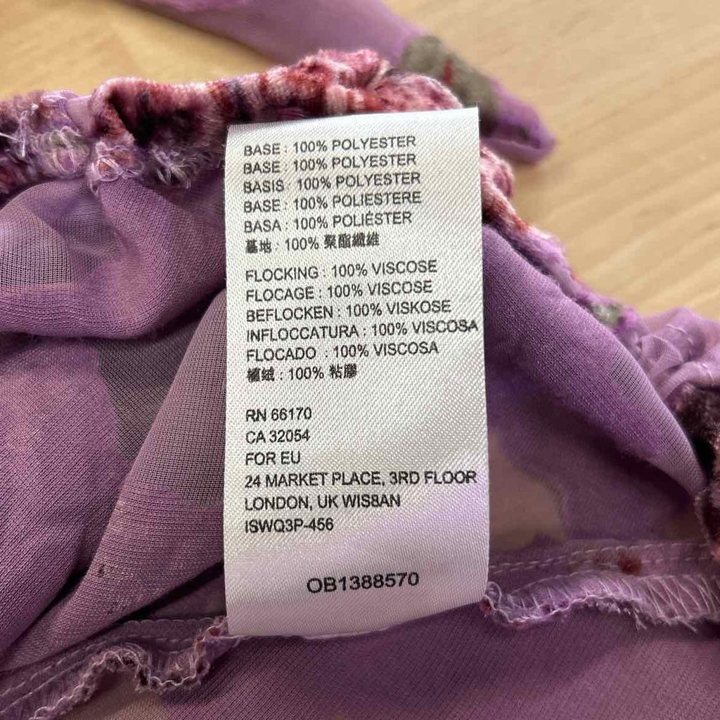 Free People Size S Purple Velvet Mesh Preloved Tank