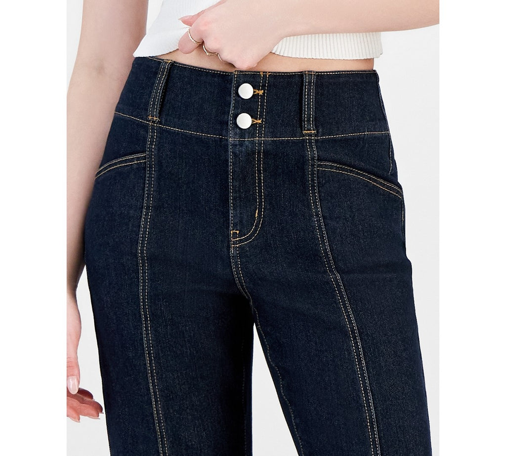 Tinseltown Juniors' Super-High-Rise Split-Seam Flare-Leg Jeans
