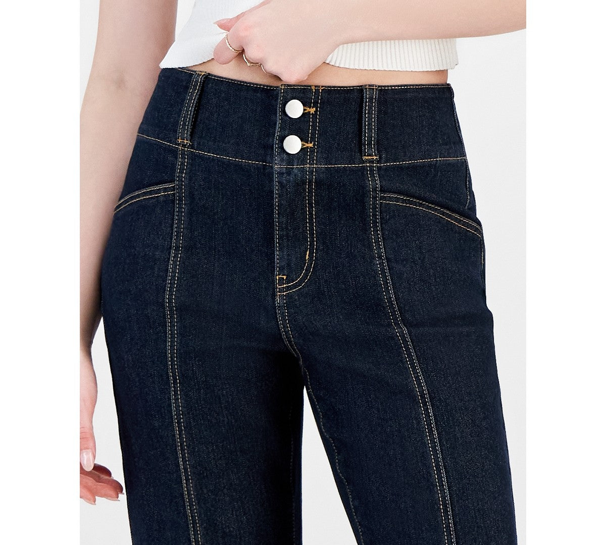 Tinseltown Juniors' Super-High-Rise Split-Seam Flare-Leg Jeans