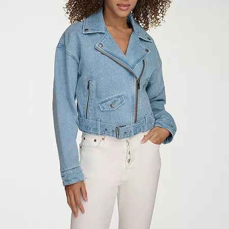 Levi's Women's Cropped Denim Moto Jacket - Lt Wash Denim