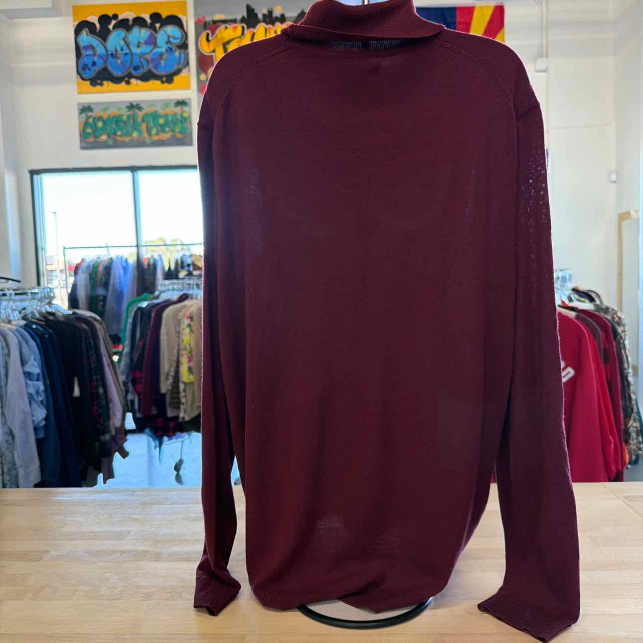 Alfani Men's Merino Wool-Blend Turtleneck Sweater - Maroon Banner - XL