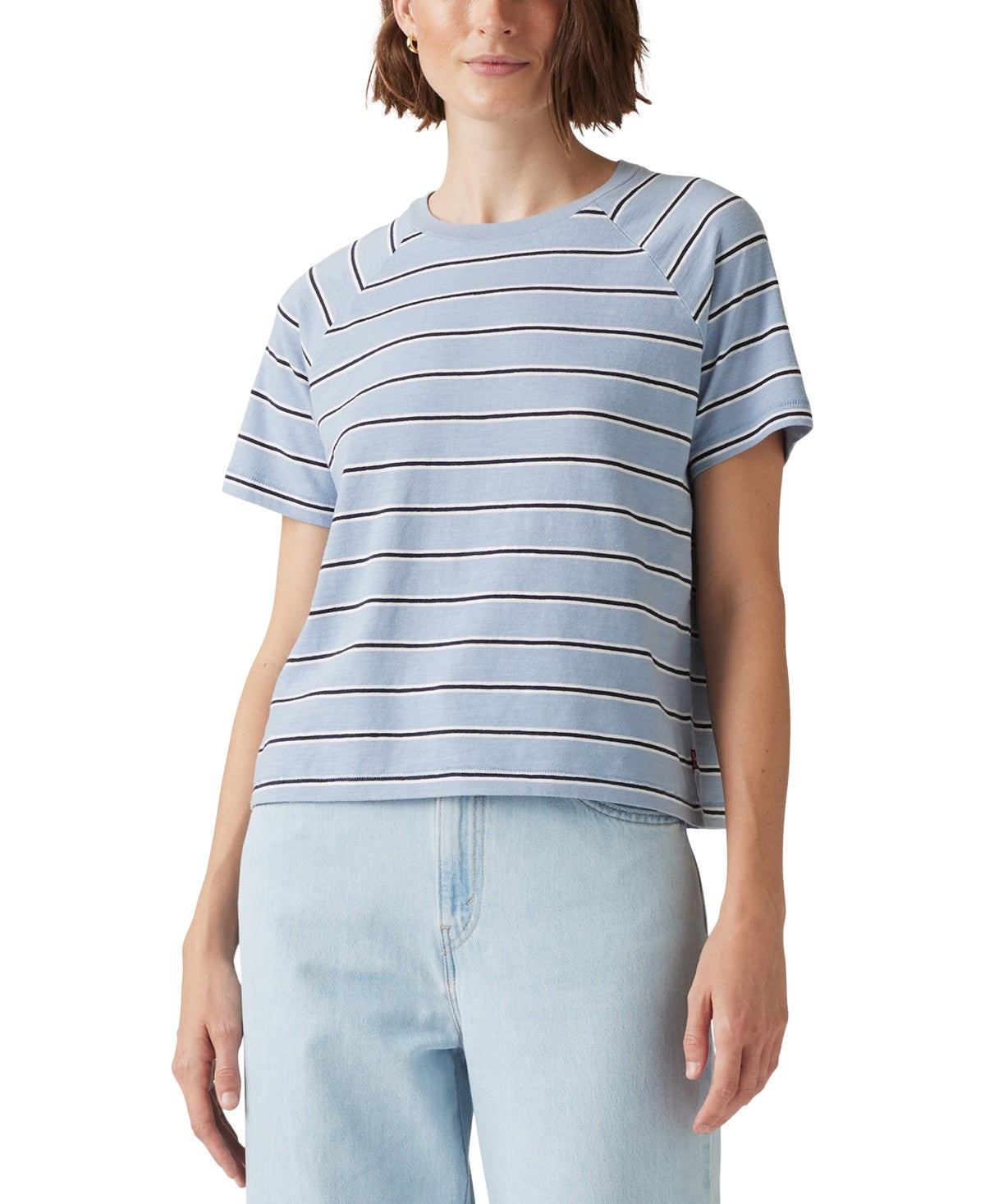 Levi's Women's Striped Game Day Cotton T-Shirt - Haywire Stripe Dusty Blue