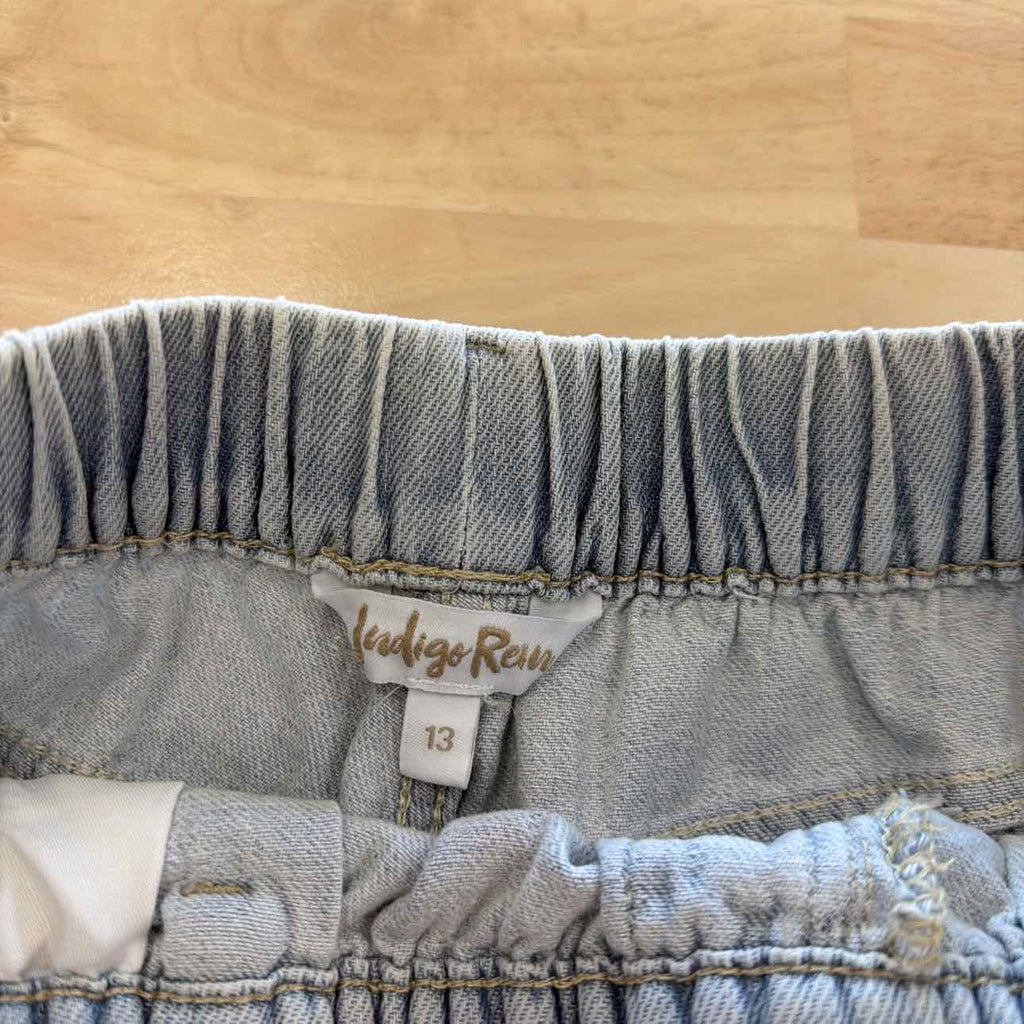 Indigo Rain Women Size 13  Blue New Shorts Distressed Drawstring Denim Shorts