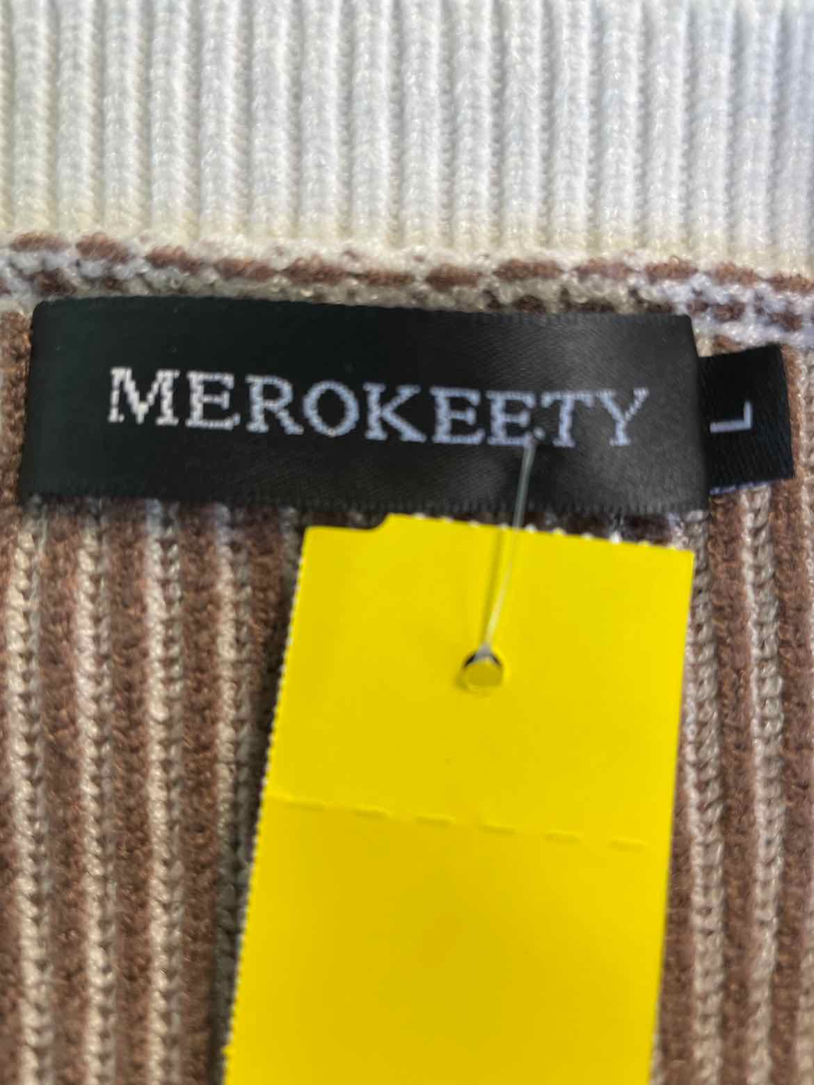 Merokeety Size L Brown & White Sweater