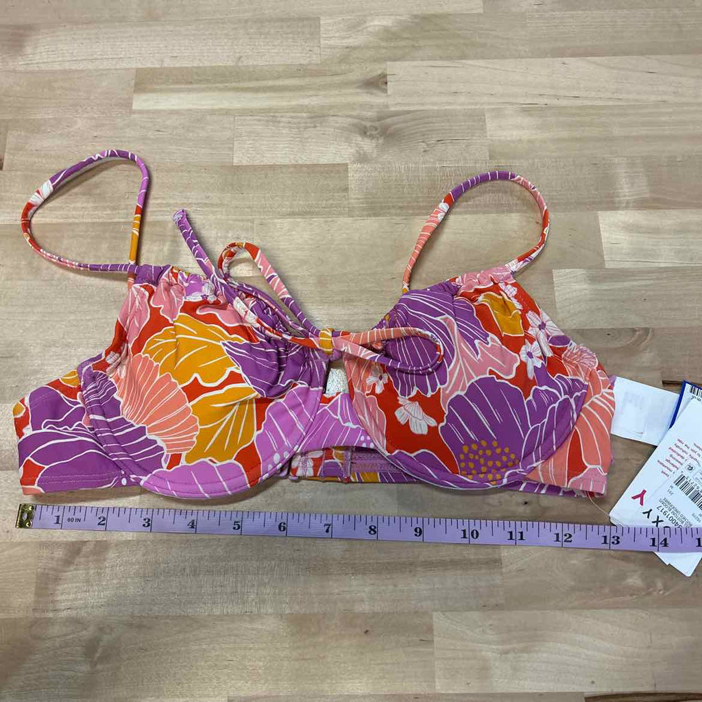 Women's Roxy Ruched Swim Bikini Top Juniors Medium Multi