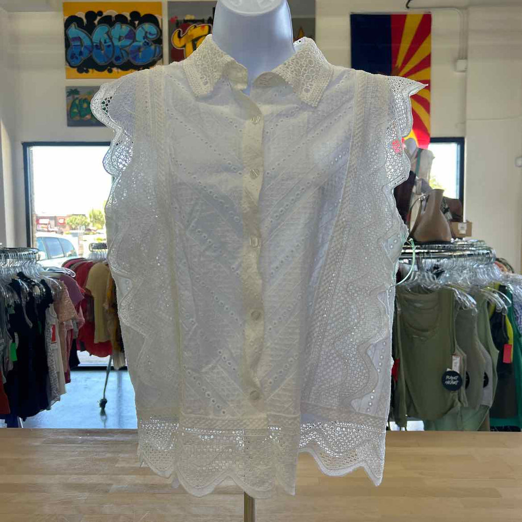 la diosa Size L White Cotton New Blouse SS