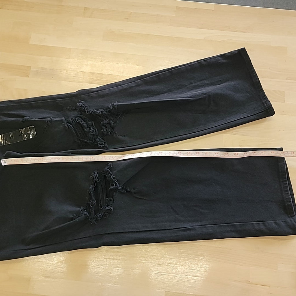 Almost Famous Size 1 90s Fit Ripped High-Rise Wide-Leg Jeans - Black