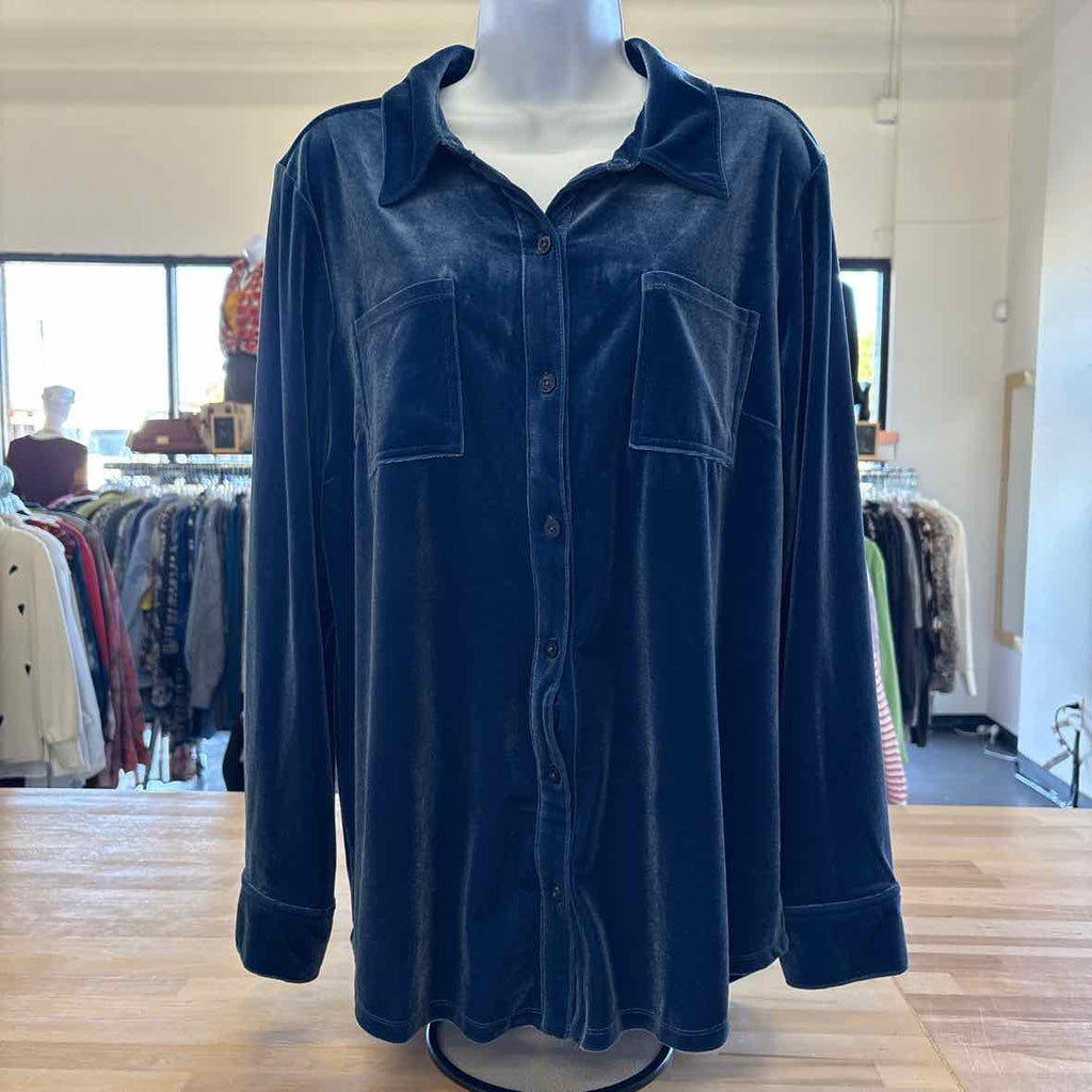 Isaac Mizrahi Size M Blue Button Down Shirt