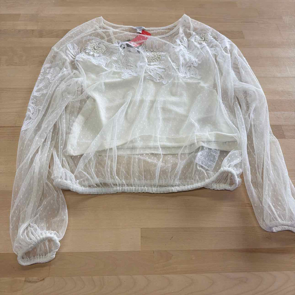 Guess Size XS White Mesh New Blouse