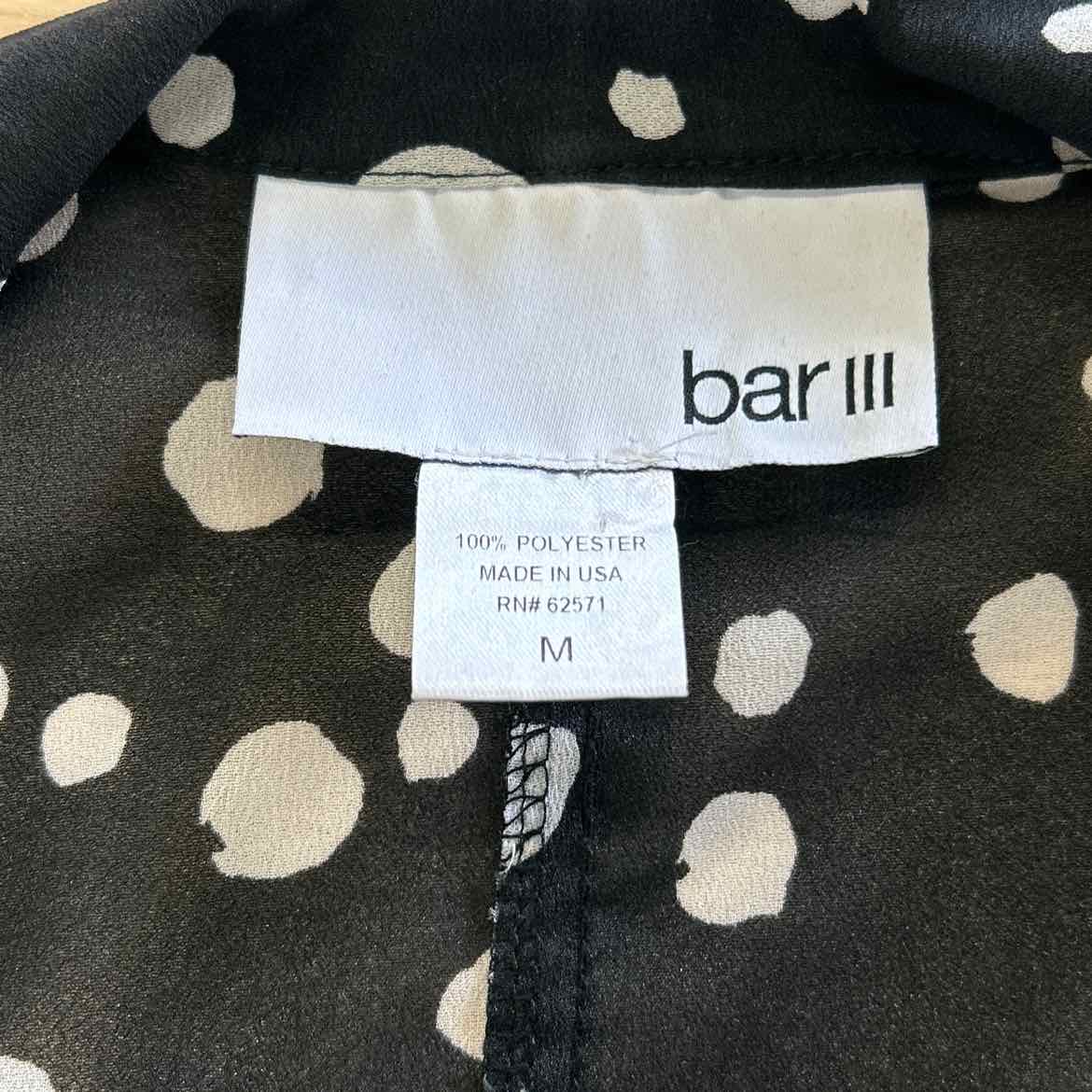 Bar III Size M BLACK & WHITE Long Sleeve