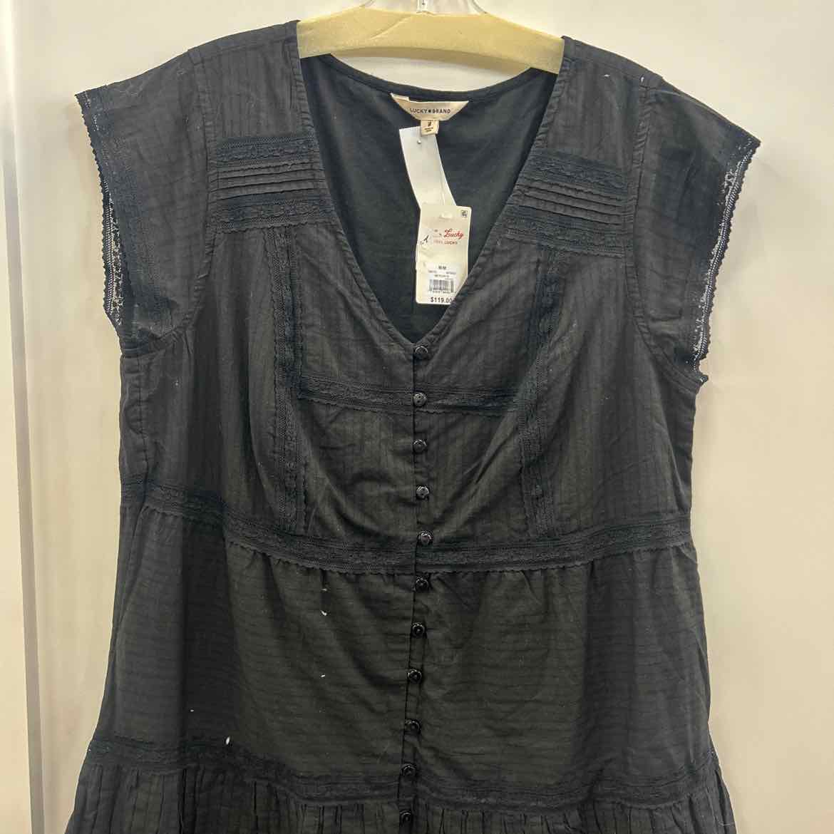 Lucky Brand Women's Cotton Button-Front Lace Mini Dress - Meteorite