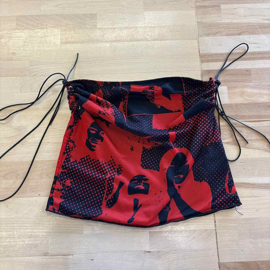 Edikted Size M Black/Red Mesh Preloved Skirt
