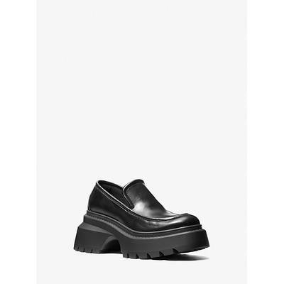 Michael Kors Womens Shiloh Leather Loafers Black 7M