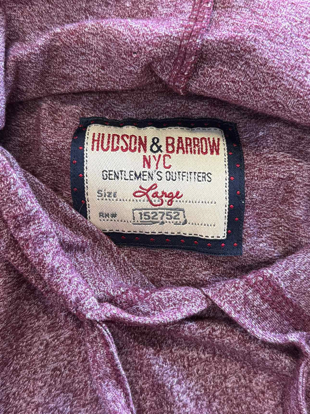 Hudson & Barrow Size L Maroon MENS Long Sleeve Shirt