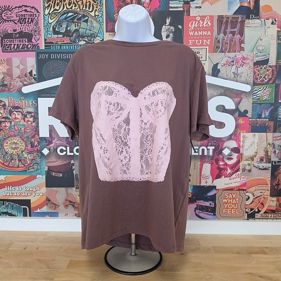 Grayson Threads Size XL Lace Corset Graphic T-Shirt