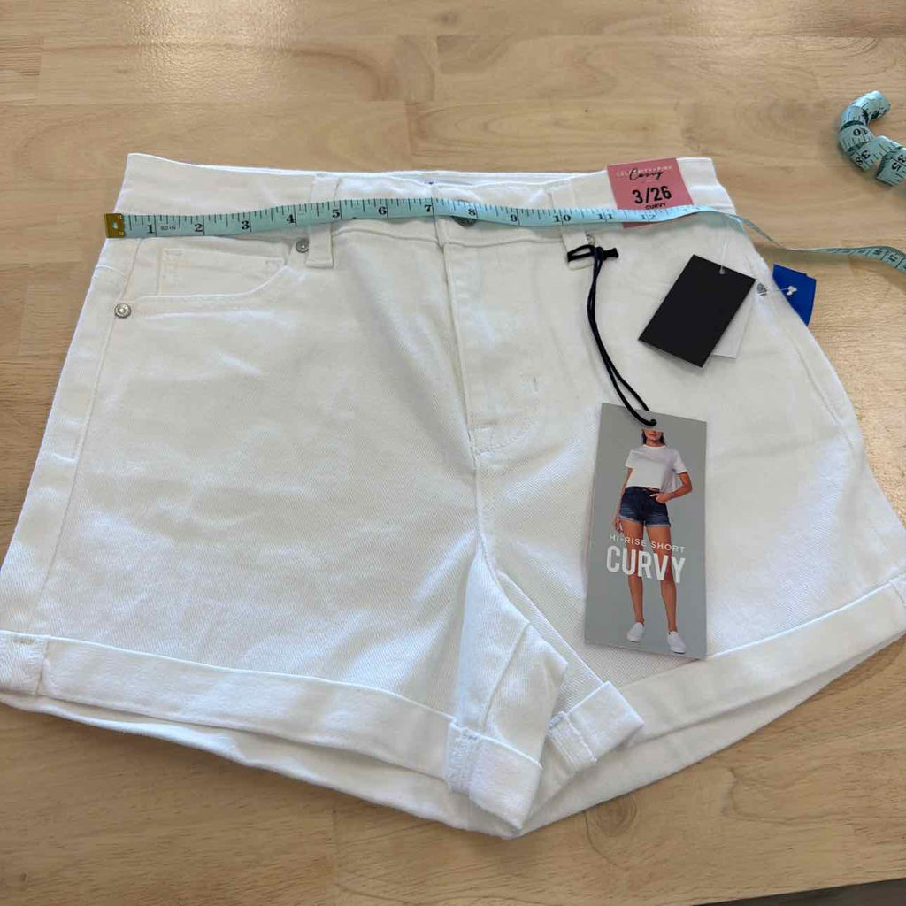 Celebrity pink Women Size 3  White New Shorts  High-Rise Curvy Denim Shorts