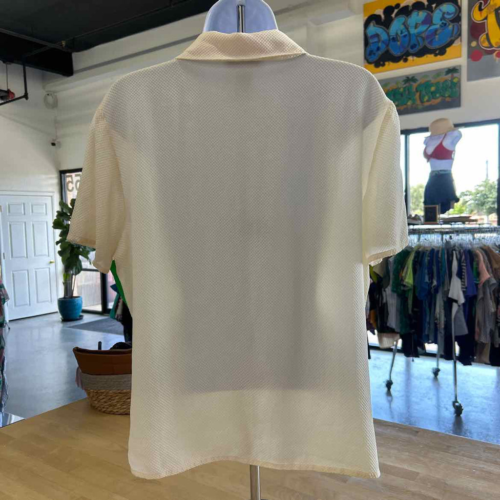 Anna & Frank Size L Cream Silk Preloved Button Down SS