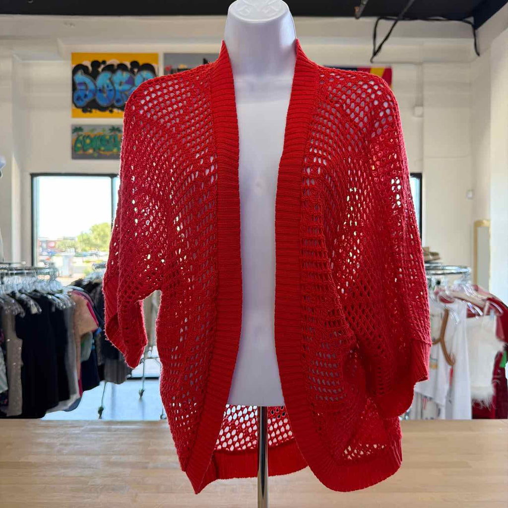 Sweaterworks Size L Red Knit Preloved Cardigan