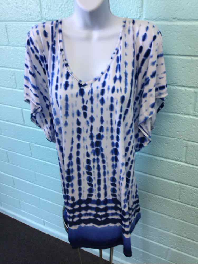 Dotti Size M White and Blue Blouse