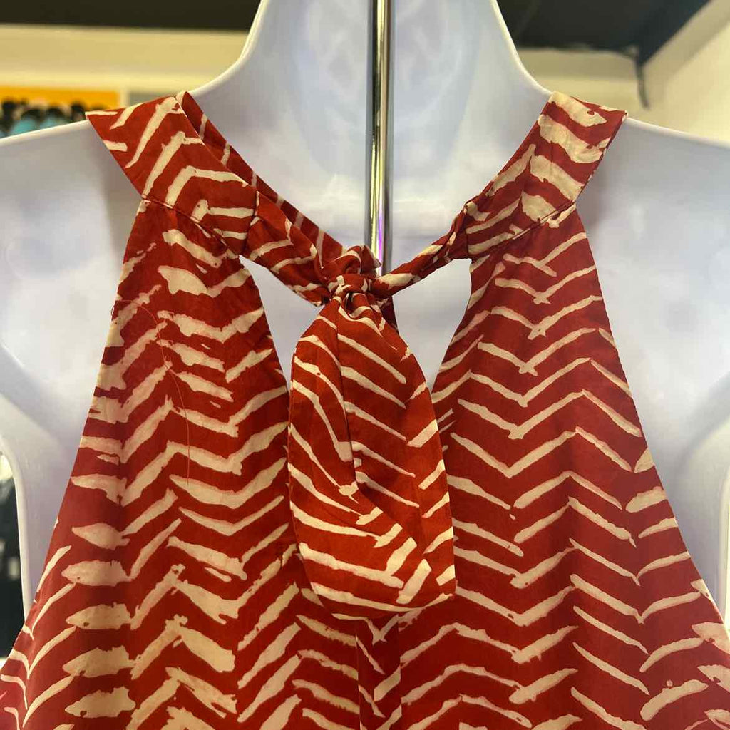 Velvet Size P Red/Cream Silk Preloved Tank